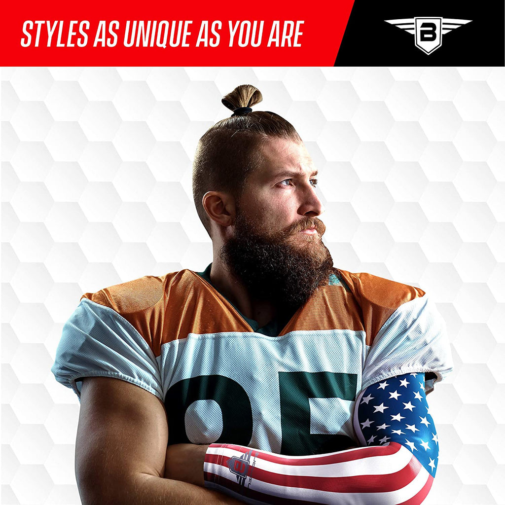 Flag Compression Arm Sleeve - Perfect for Baseball Basketball Football - Youth & Adult Sizes